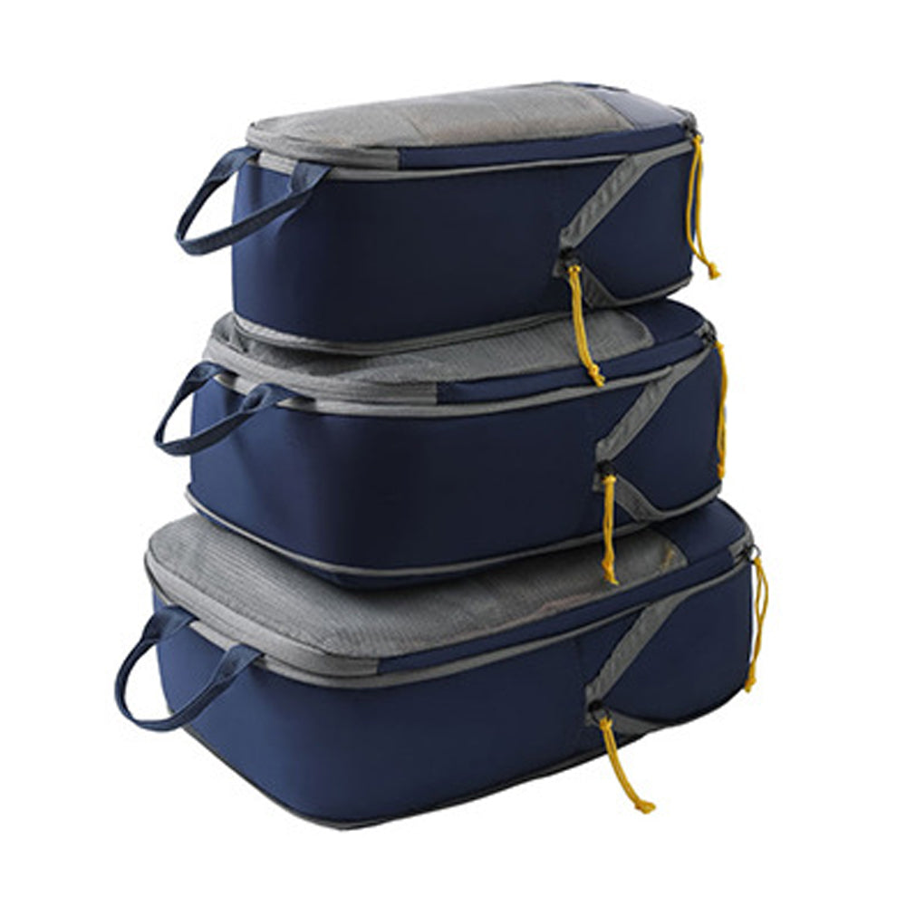 3-Piece Compression Packing Storage Bag Set Travel Accessories Packing Organizers Travel Carry Bags Household Storage Dark Blue