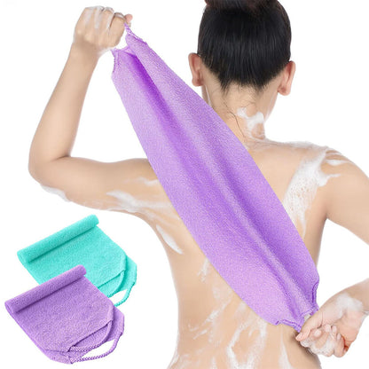 2 Piece Long Back Scrubber Towel - Purple and Green
