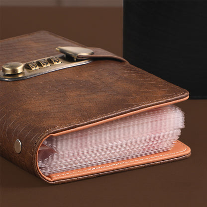100 Envelope Savings Challenge Book with 3 Digit Combination Lock - Brown