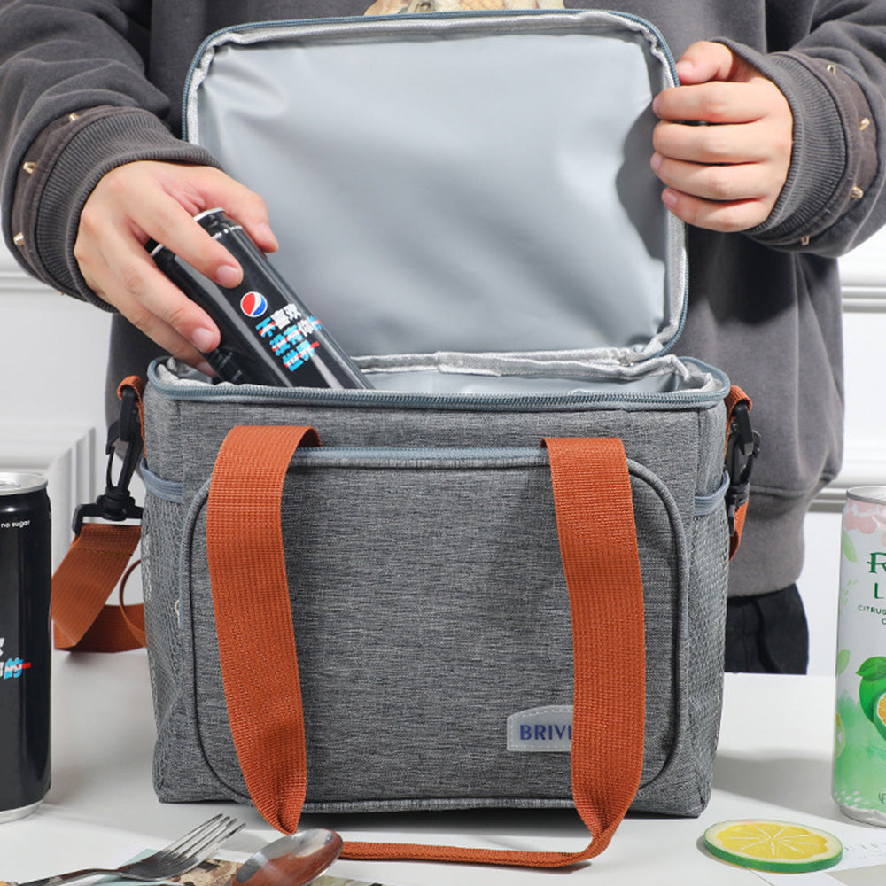 Portable Lunch Bag Thermal Insulated Food Container Cooler Bag for Outdoor  Camping Work School Grey