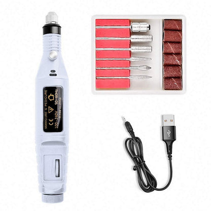 Electric Nail Drill Kit for Gel Nails Manicure Pedicure Polishing-White