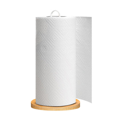 Freestanding Paper Towel Holder with Non-Slip Wood Base for Countertop White