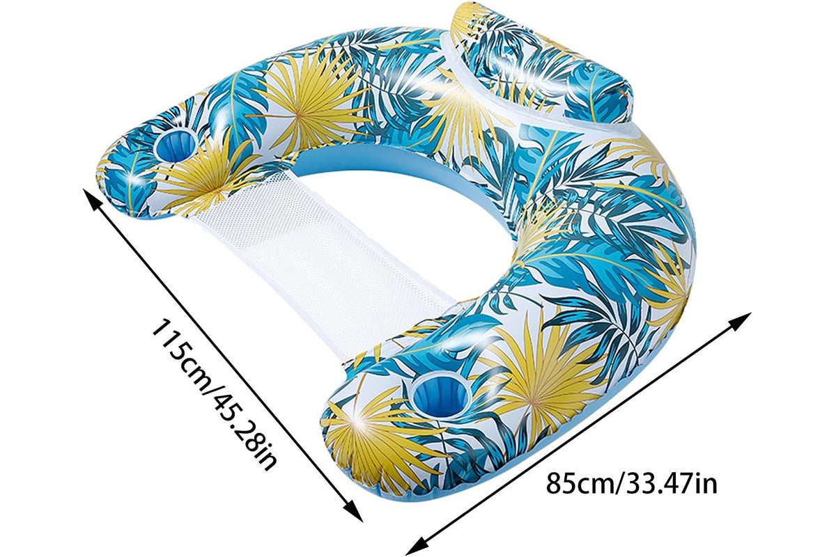 Inflatable Pool Float Chair Thickened Inflatable Pool Floating Bed Pool Hammock for Adults Swimming Pool Toys-Style2: Medium-colored leaf lounge chair