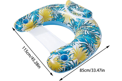 Inflatable Pool Float Chair Thickened Inflatable Pool Floating Bed Pool Hammock for Adults Swimming Pool Toys-Style2: Medium-colored leaf lounge chair