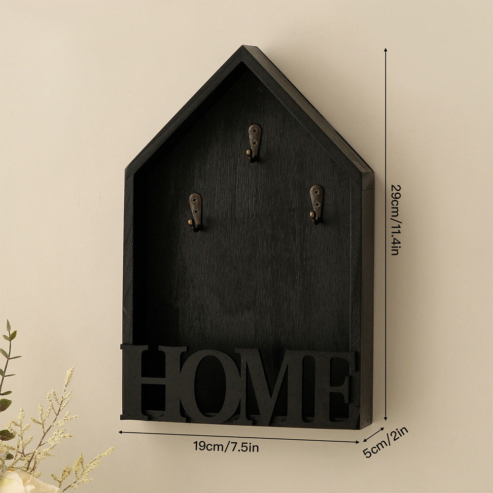 Vintage Key Holder Wall Mount with 3 Hooks Key Rack - Black