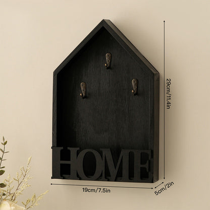 Vintage Key Holder Wall Mount with 3 Hooks Key Rack - Black
