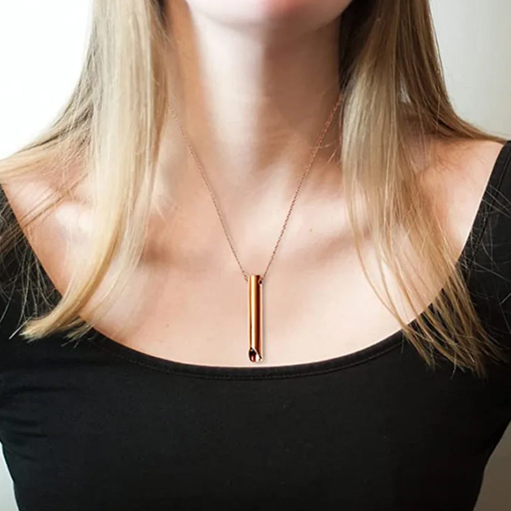 Stainless Steel Meditation Necklace Breathing Necklace Rose Gold
