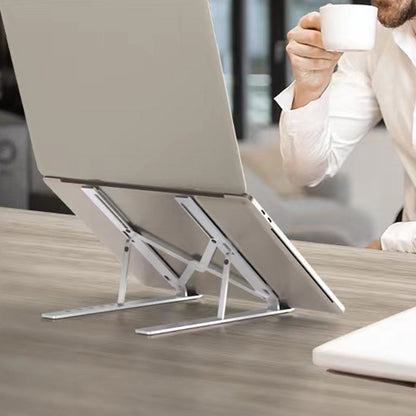 Foldable Aluminum Laptop Tablet Stand with 6 Height Levels- Silver