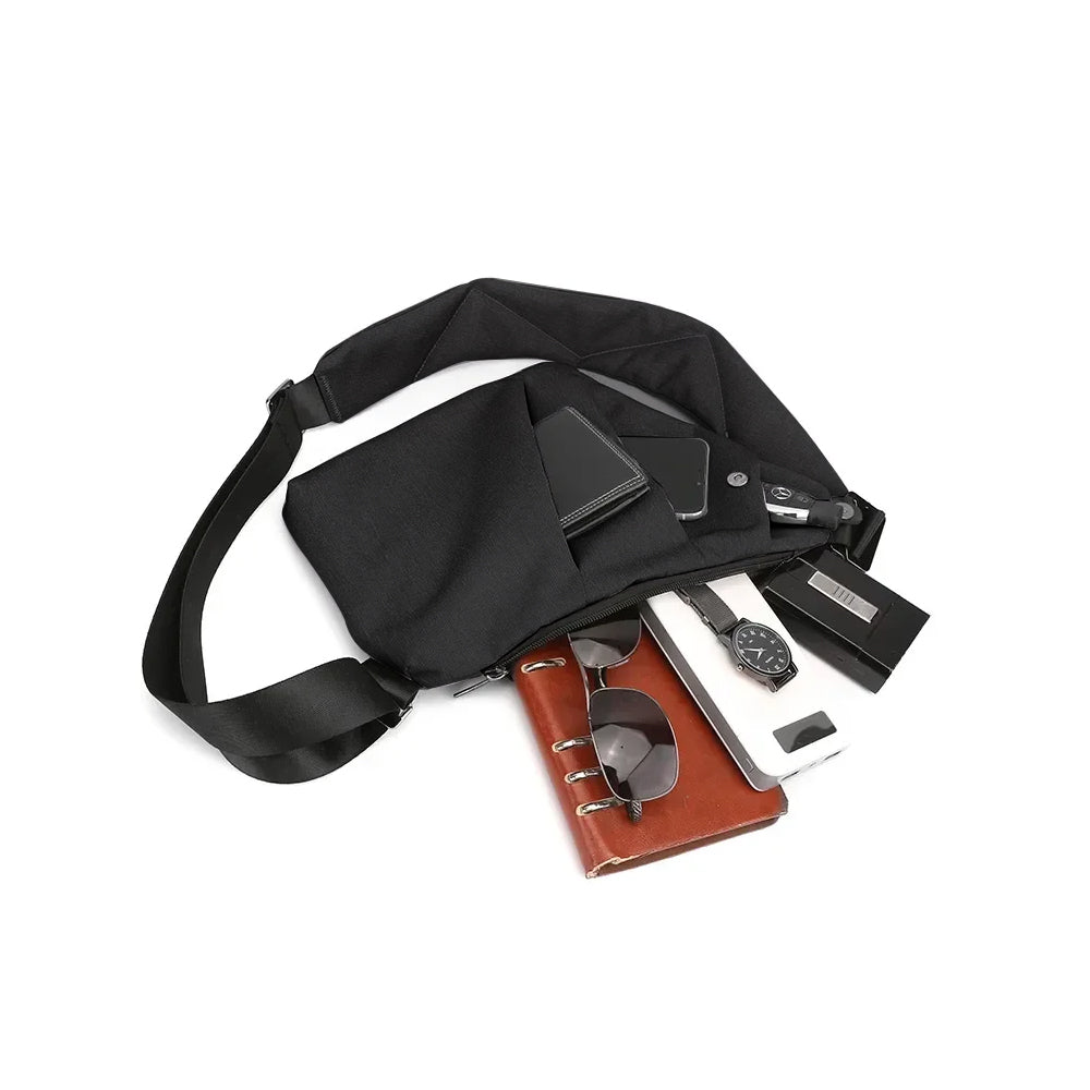 Men Anti-Theft Chest Pack Right Shoulder Sling Bag Travel Sports Crossbody Bag Black