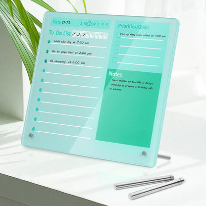 Thick Acrylic Dry Erase Board for Desk Planner with Stand-Green