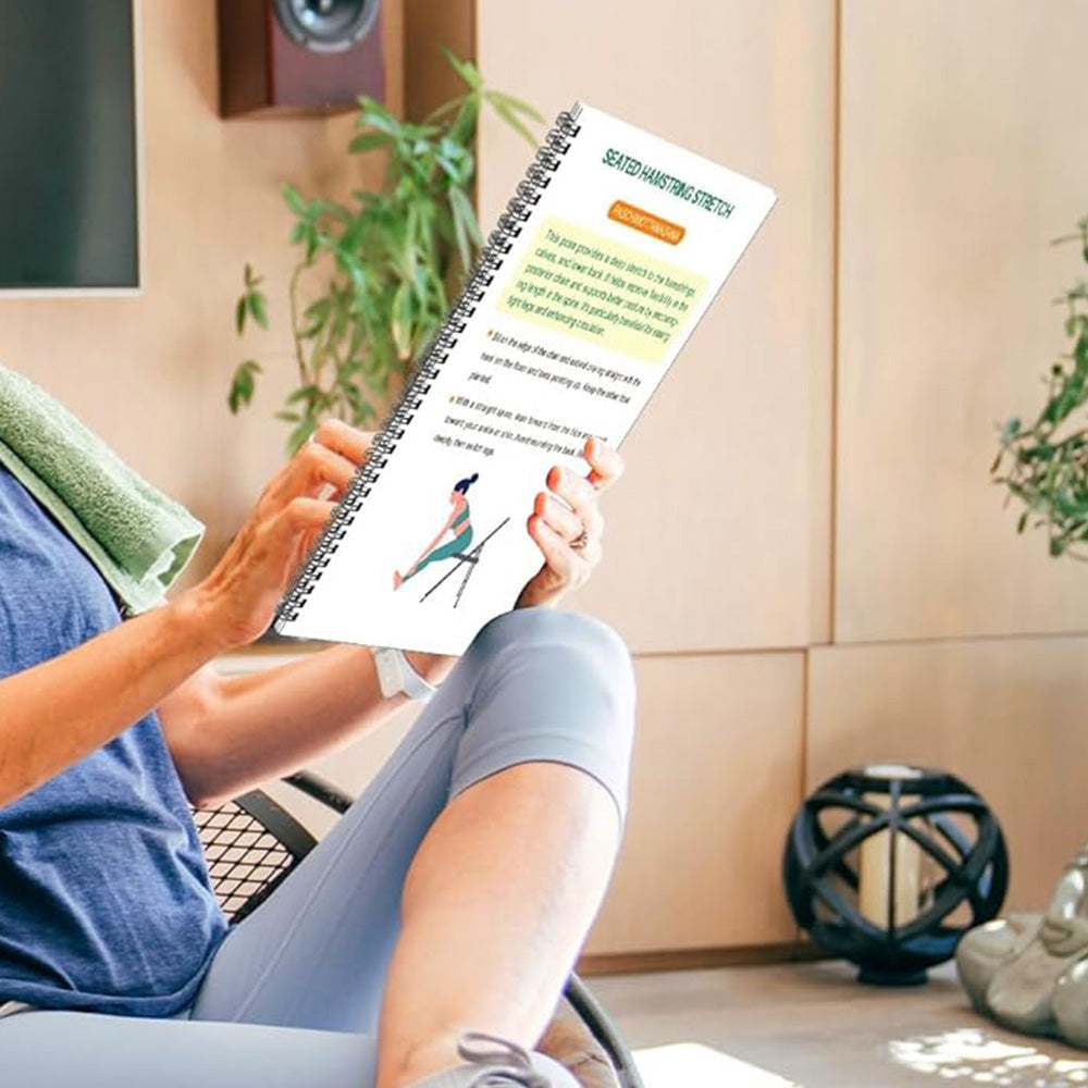 Chair Yoga Book Home Fitness Training Journal-Light Green