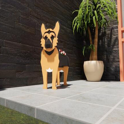 Cute Animal PVC Garden Dog Flower Planter Plant Pots For Outdoor Decoration-German Shepherd