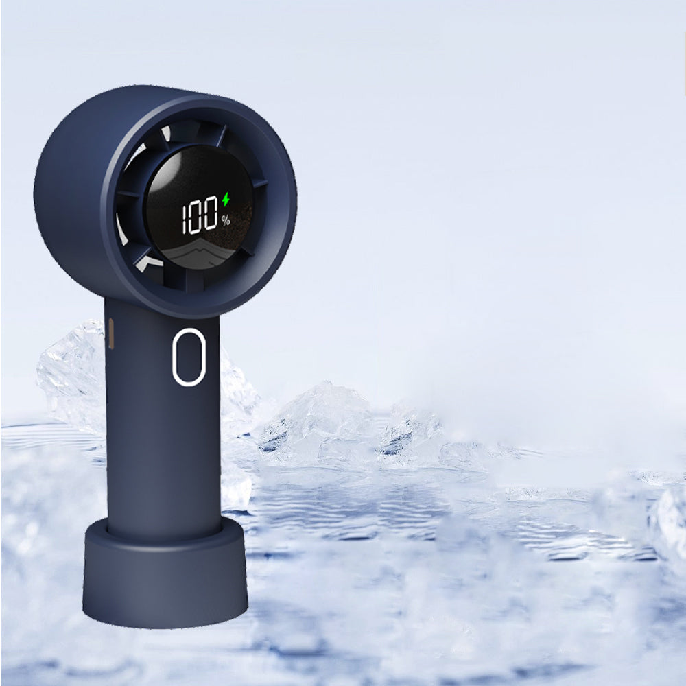 Portable Handheld Turbo Fan with Digital Display Rechargeable Pocket Hand Fan for Travel Outdoor Blue
