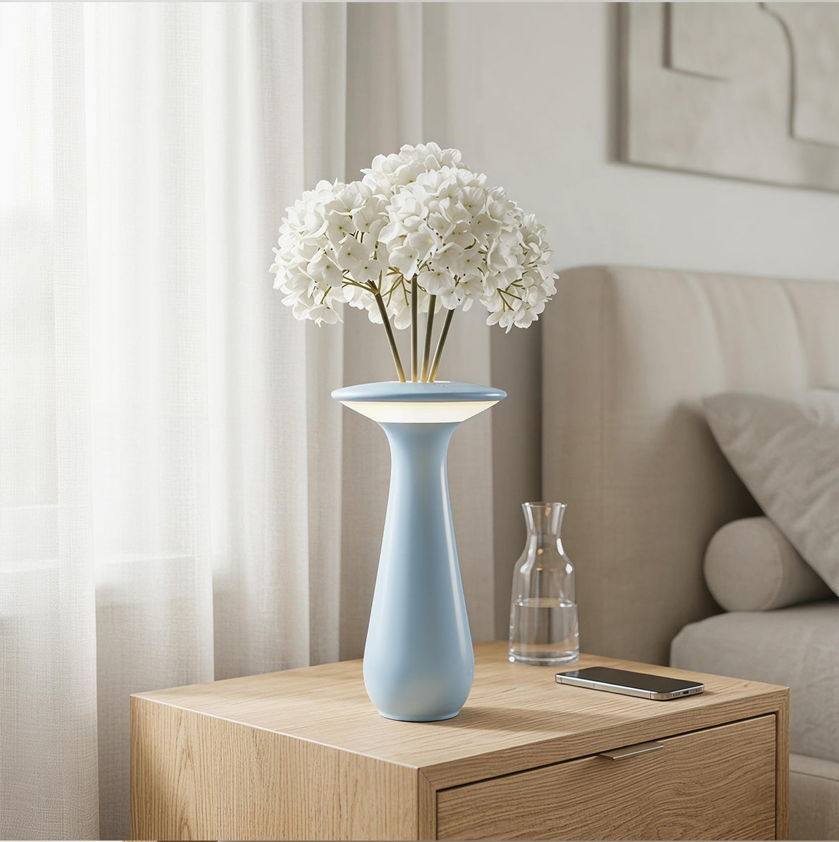 Rechargeable Vase Table Night Light with Warm Dimmable Glow - Blue
