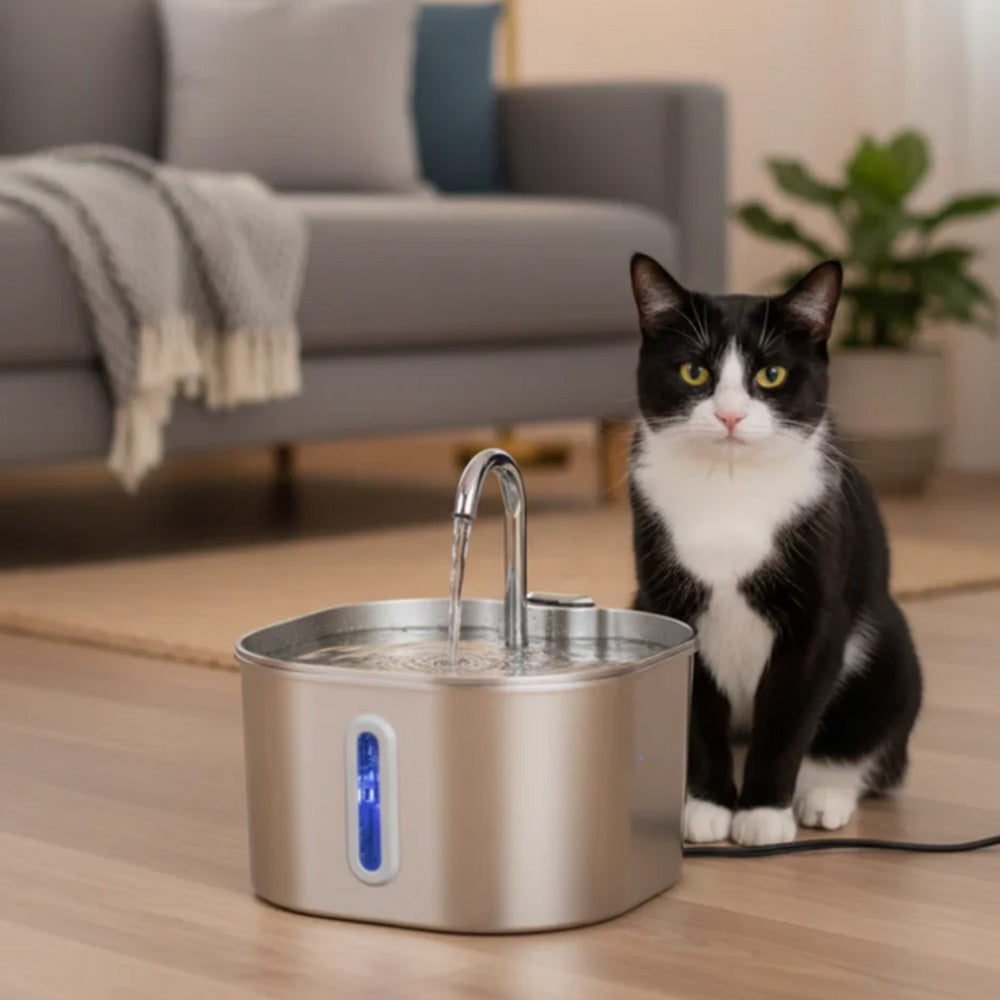 USB 2.2L Stainless Steel Pet Water Fountain for Cats and Small Dogs Style 2