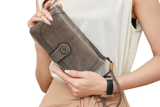 Wallet with Money Clip RFID Blocking Minimalist PU Leather for men women-Gray