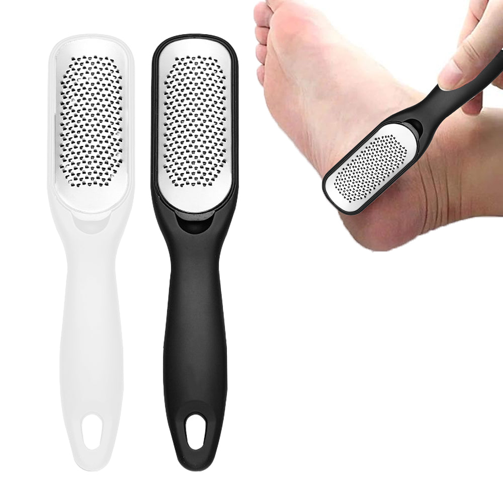 2Pcs 2 Sides Safe Metal Foot File Pedicure Callus Remover Foot Care Metal Surface Tool -Black and White