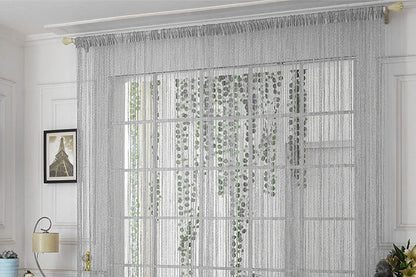 Shimmer Tassel String Door and Window Divider Curtain - Silver