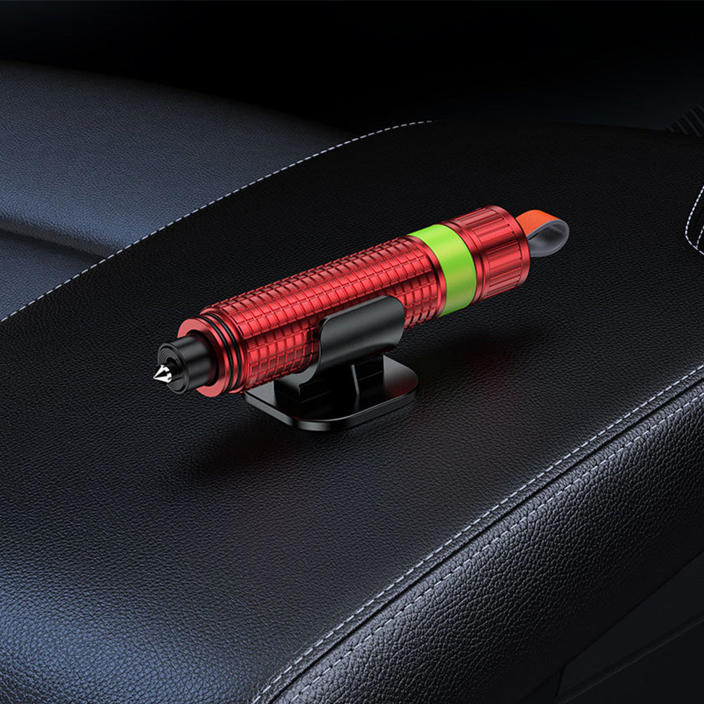 Car Safety Hammer with Window Breaker & Seat Belt Cutter Red