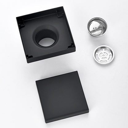 Square Shower Drain with Filter-Black
