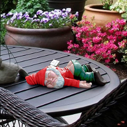 Funny Drunk Dwarf Figurine Garden Gnome Statue Patio Yard Lawn Ornament Decor Red