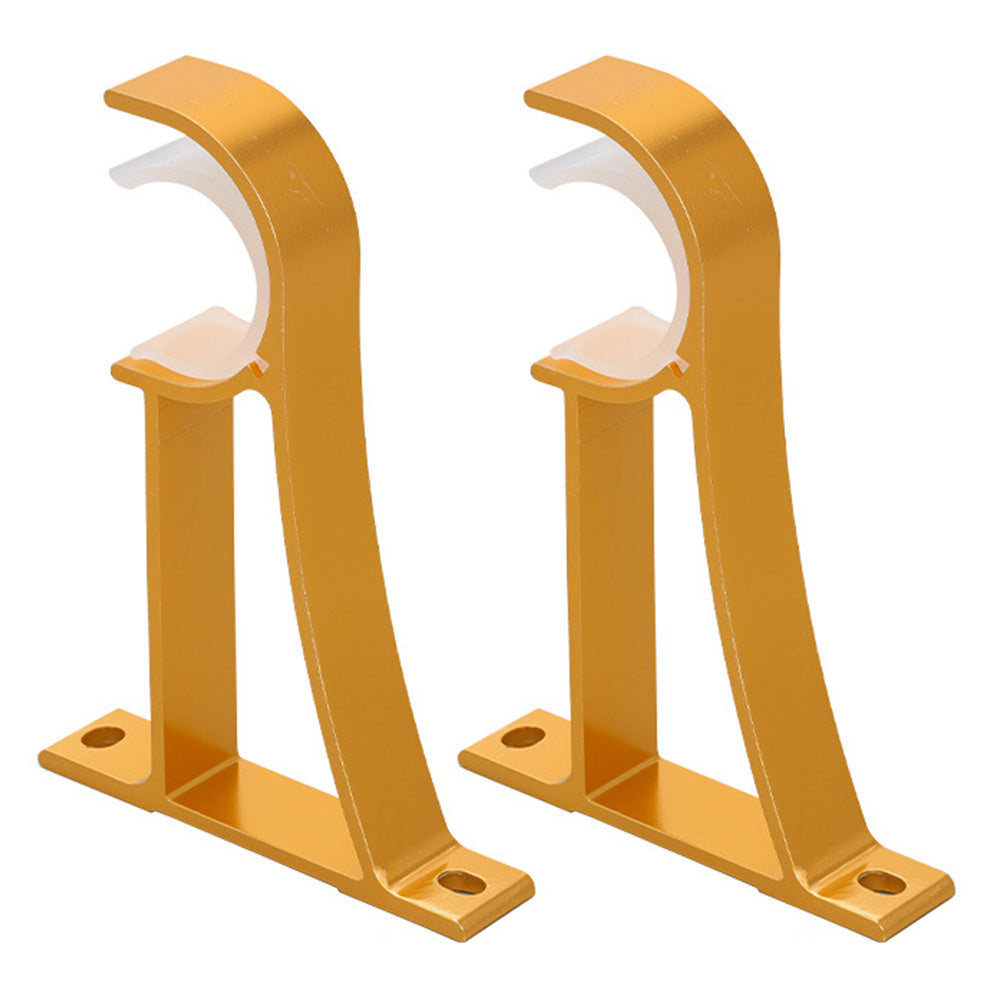 2 Piece Metal Support Curtain Rod Pole - Gold