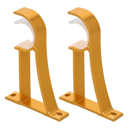 2 Piece Metal Support Curtain Rod Pole - Gold