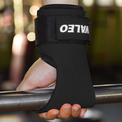 Pair of Weight Lifting Gloves Adjustable Hook and Loop Wrist Strap for Deadlift and Powerlifting Gym Workout Lifting Hooks Black