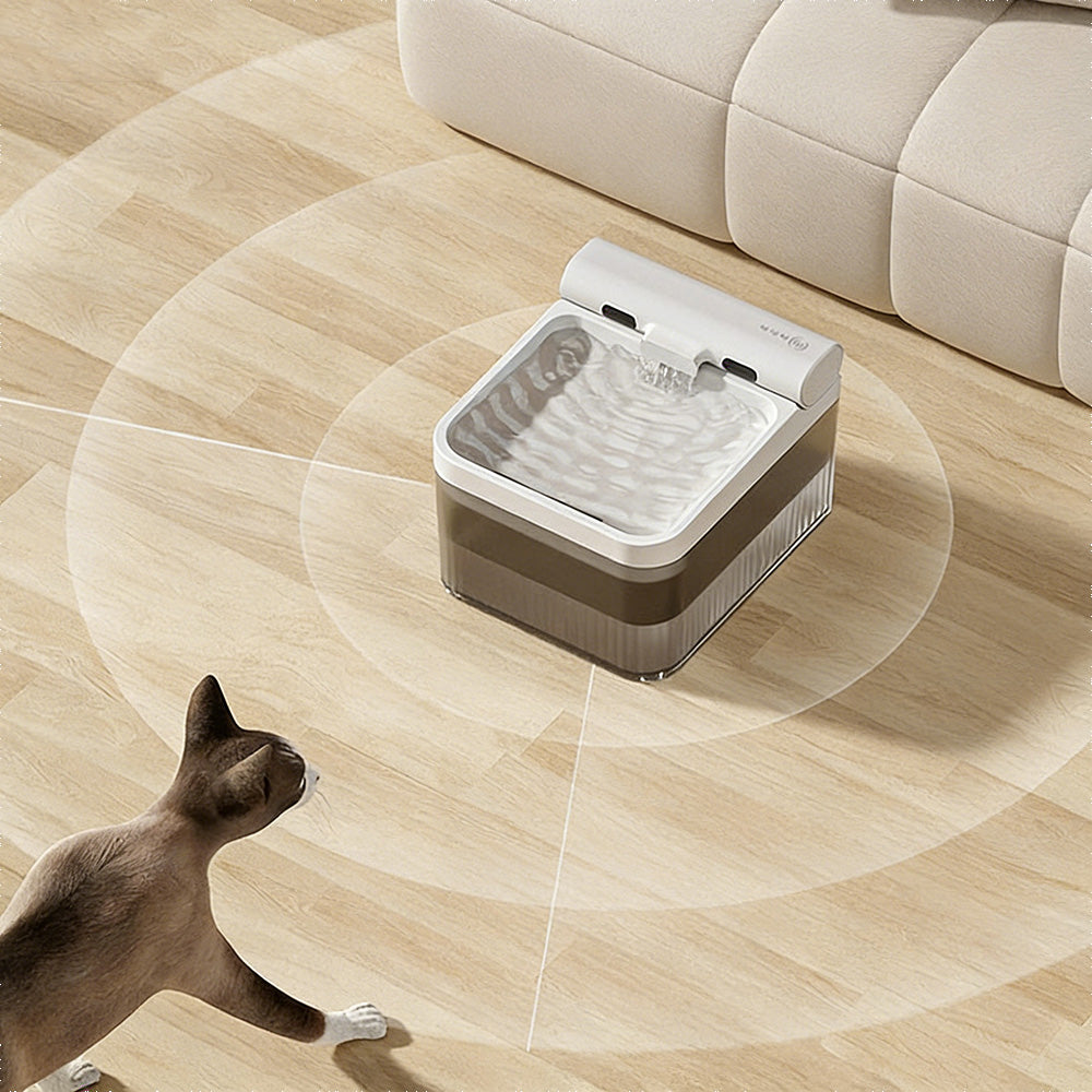 4L Automatic Cat Water Fountain Rechargeable Pet Drinking Dispenser with Sensor Mode-White