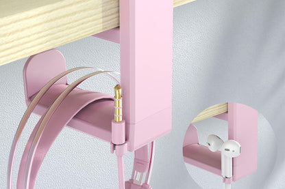 Headset Holder Headphone Hook Rotating Arm Under Desk Headphone Hanger -Pink