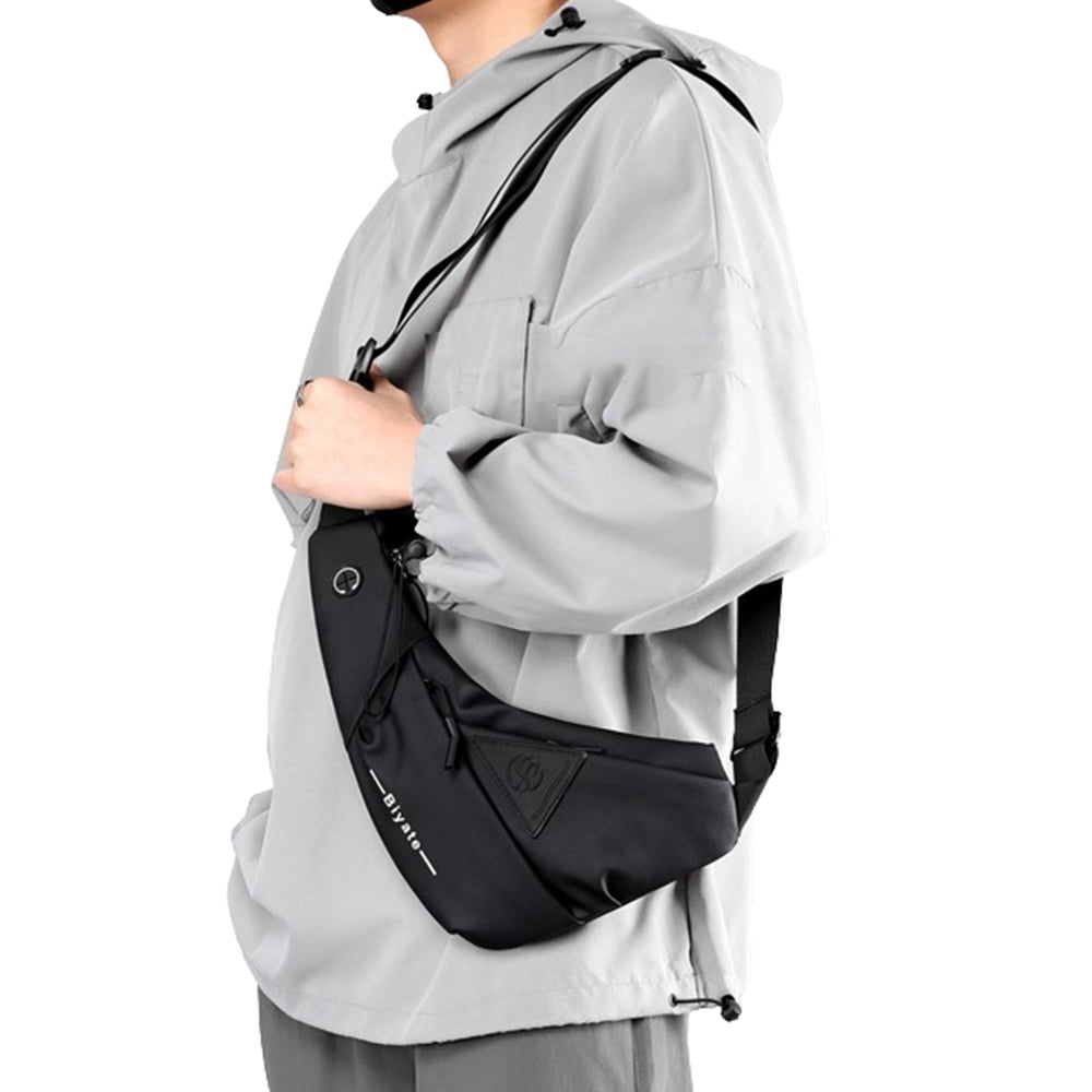 Men's Small Sling Crossbody Bag Anti-Theft Chest Bag Casual Hiking Cycling Slim Shoulder Pack Black