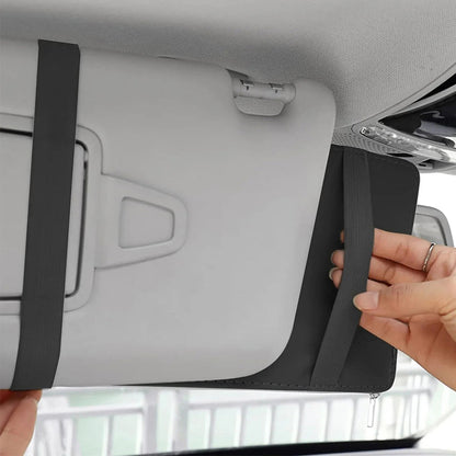 Car Sun Visor Organizer with License & Sunglasses Holder Black