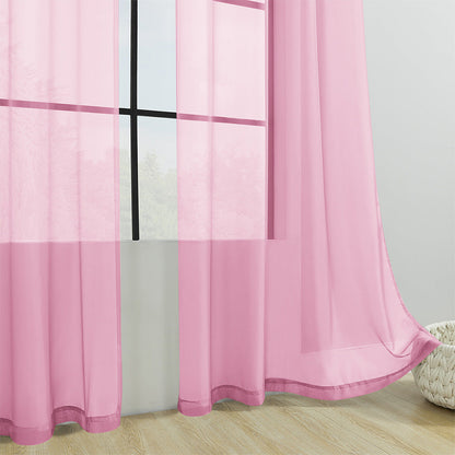 2-Panel 210x134cm Voile Curtain Window Drape Sheer Curtain with Rod-Holes Pink