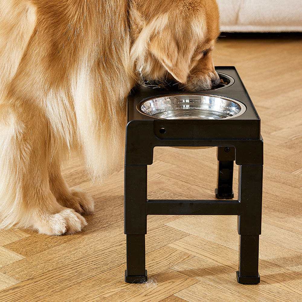 5-Level Height Adjustable Raised Bowl for Pet Dogs Elevated Dog Bowls Black