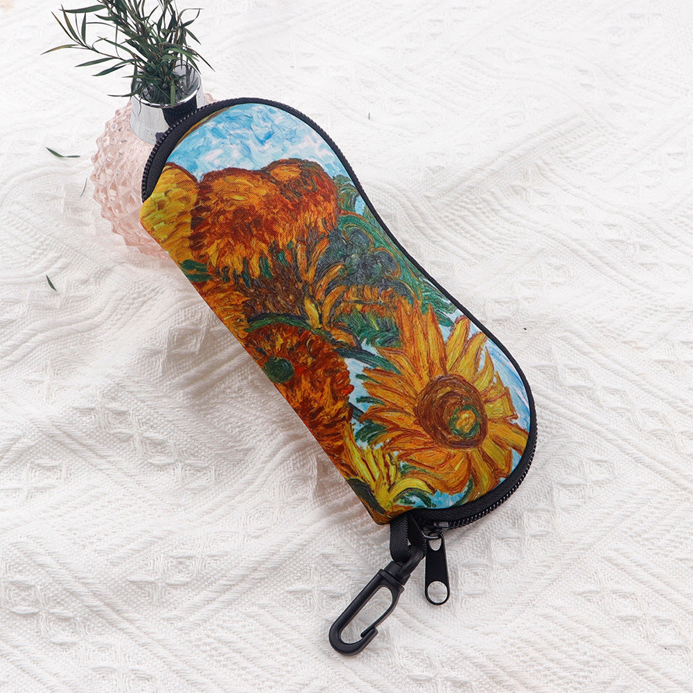 Glasses Case Scratch-Resistant Zipper Sunglasses Pouch for Travel-Orange