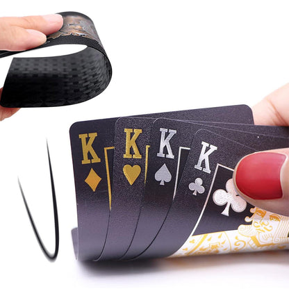 2 Pack Waterproof Playing Cards Set Plastic Deck of Cards Poker Game Set for  Party Camping Travel On-the-Go Black