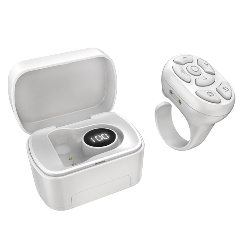 2-in-1 Bluetooth Remote Control Tiktok Scrolling Ring Page Turner for Tablet Ebook Reading Smart Phone White