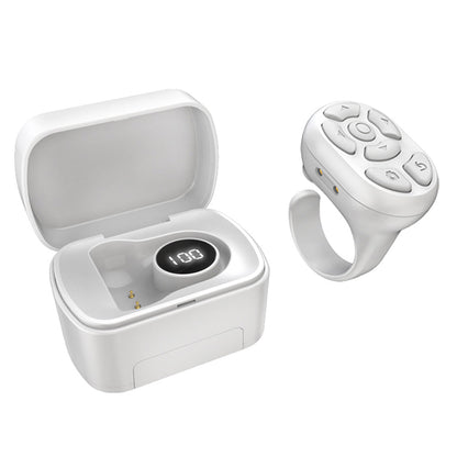 2-in-1 Bluetooth Remote Control Tiktok Scrolling Ring Page Turner for Tablet Ebook Reading Smart Phone White