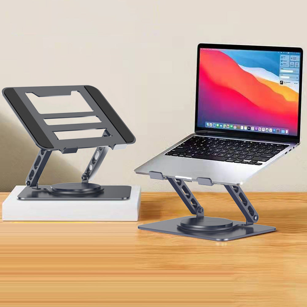 Adjustable Laptop Stand 360-Degree Rotating Foldable Desktop Holder Black