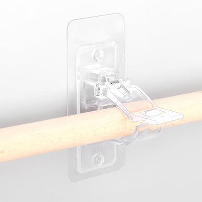 4Pcs No Drill Self Adhesive Curtain Rod Brackets Transparent Invisible Holders for Curtains Towels-Transparent