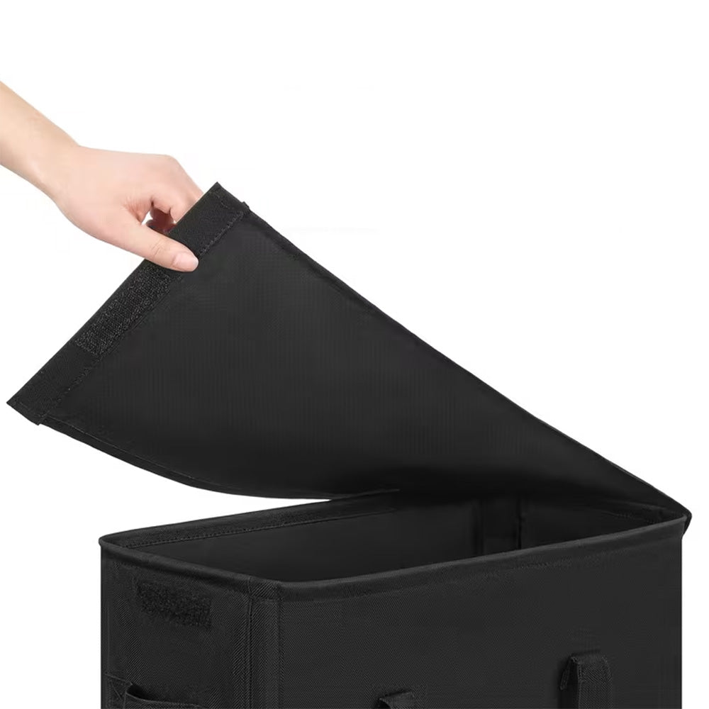 65L Laundry Basket with Wheels and Lid-Black