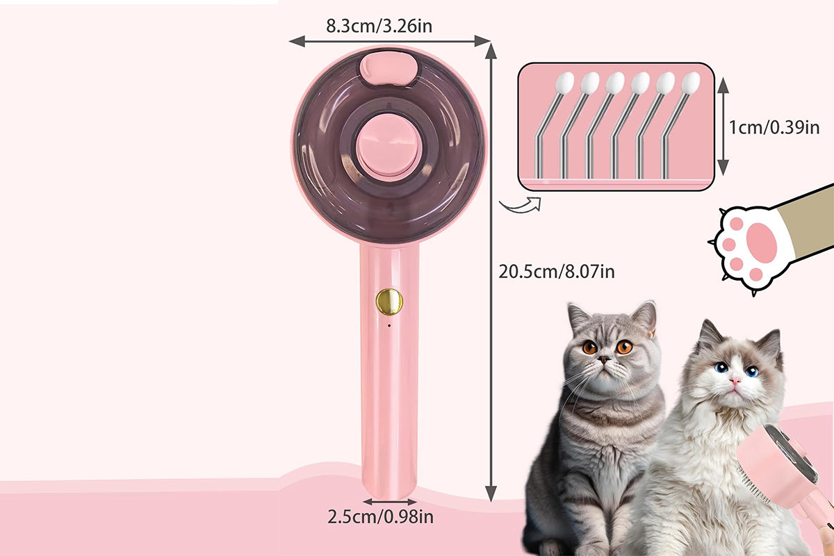 Cat Steam Brush Spray Comb UV Sterilization Cat Hair Crush for Long Short Hair Pets -White