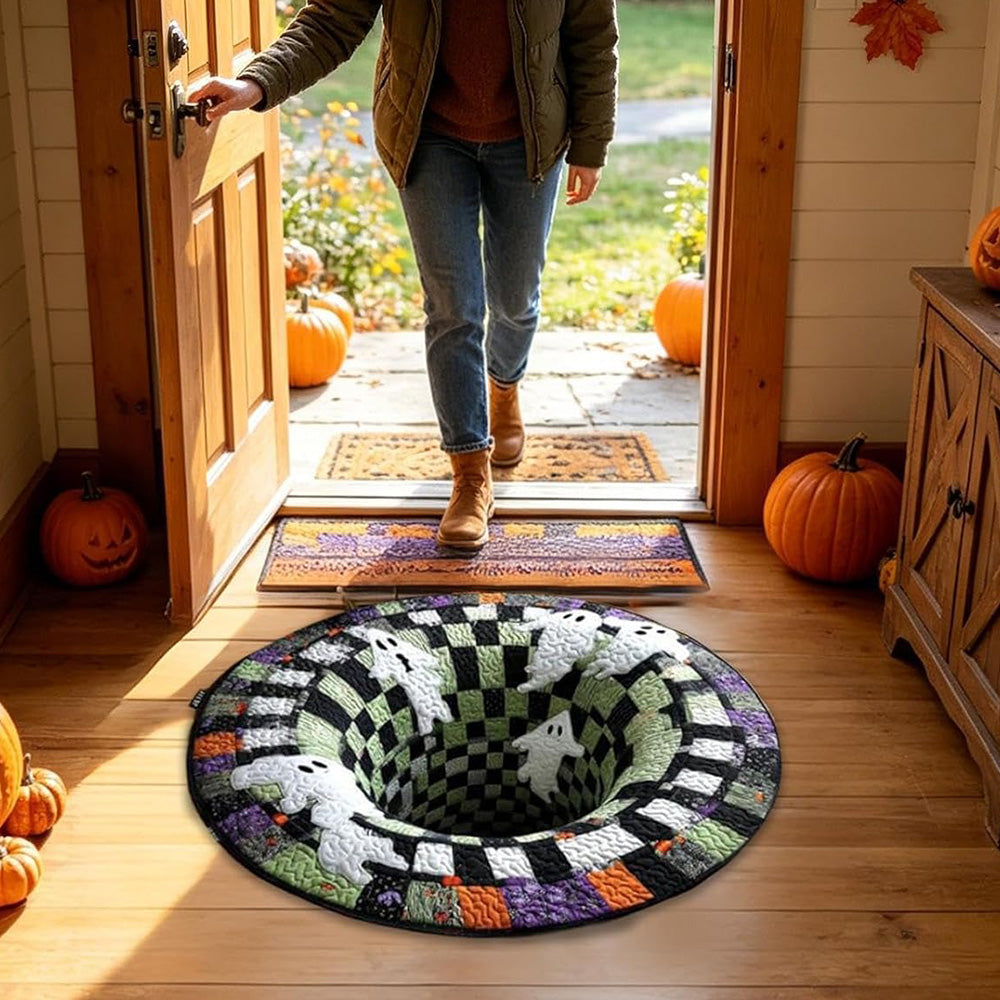 3D Round Non Slip Soft Halloween Rug - Purple Ghost
