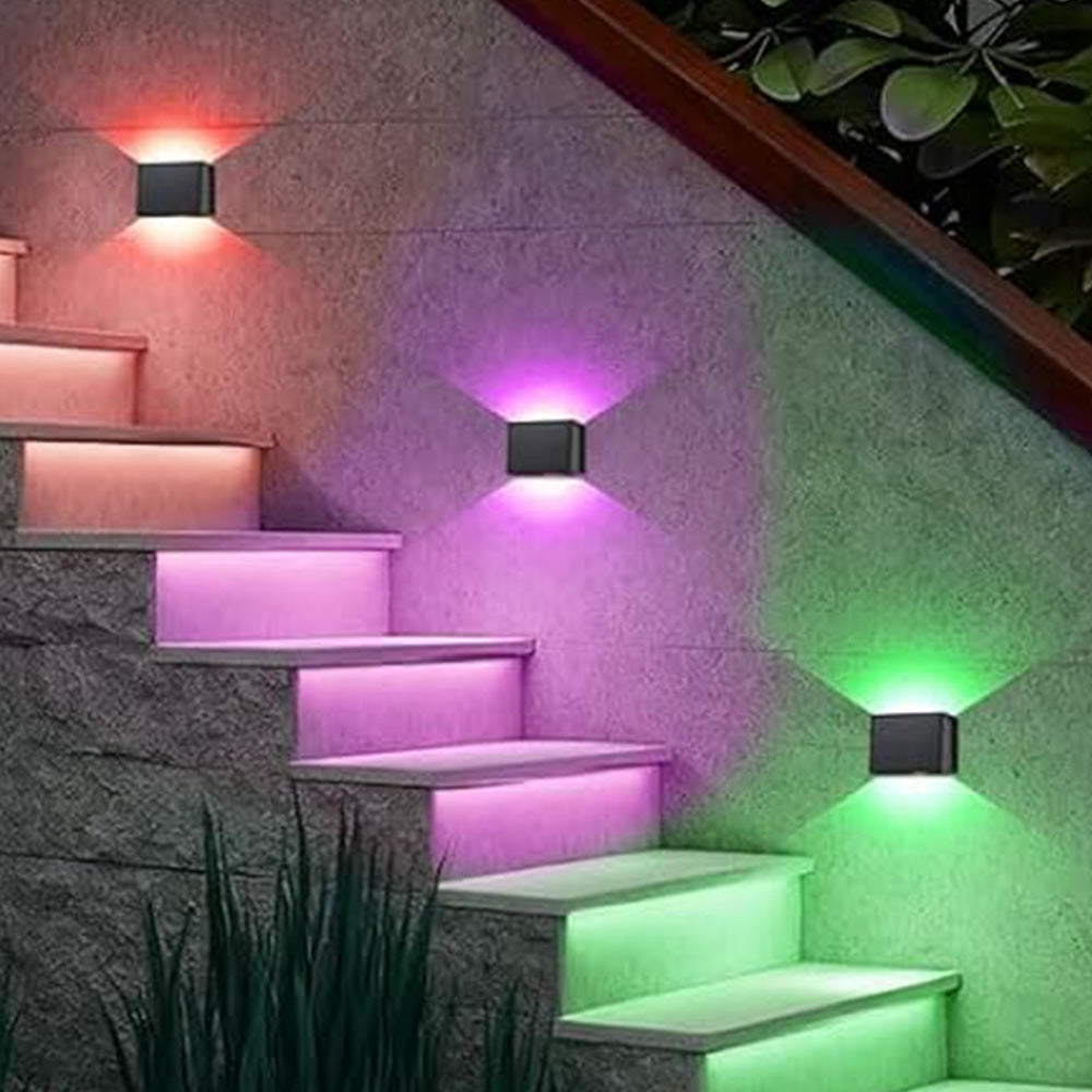 Solar Wall Light Adjustable Beam Angle for Garden Patio-RGB Color Light