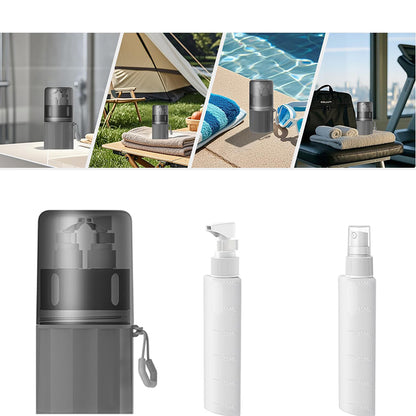 4 in 1 Travel Dispenser Bottle Set with Suction Cup for Toiletries-Grey