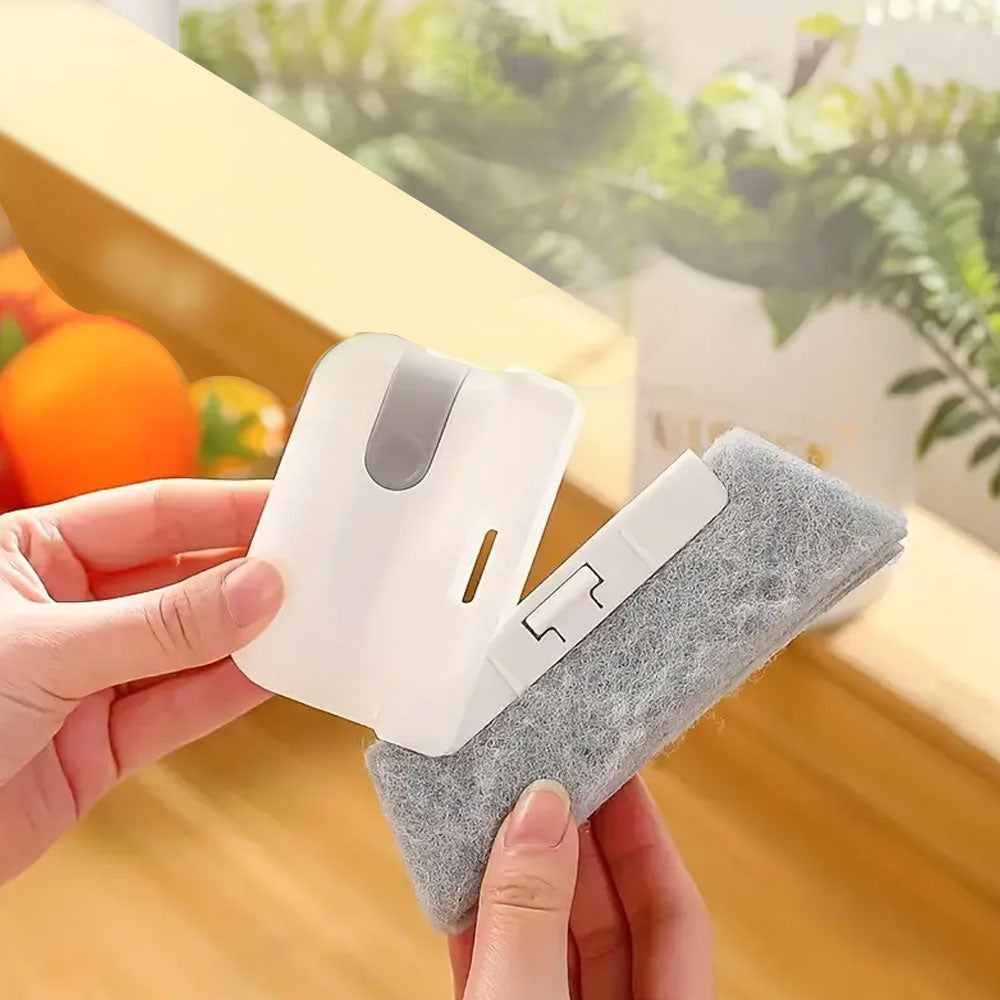 2-in-1 Window Rail Cleaning Tool Track Cleaning Brush Gap Groove Sliding Cleaner with Scraper