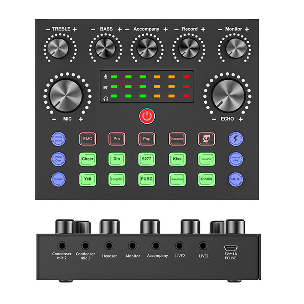 Recording Condenser Microphone Kit with Sound Card for Streaming YouTube TikTok -Black