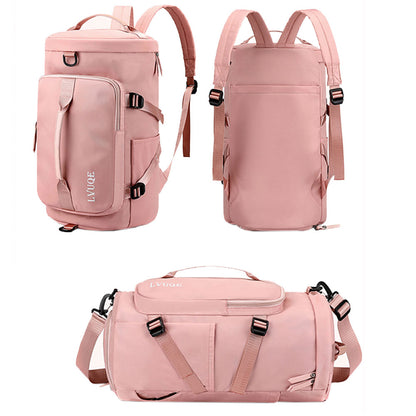 Large Capacity Travel Duffle Bag Sport Gym Backpack -Pink
