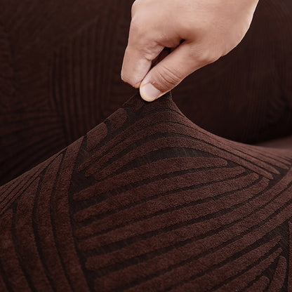 Soft Couch Cover with Skirt Ruffled Stretch Sofa Cover -Brown