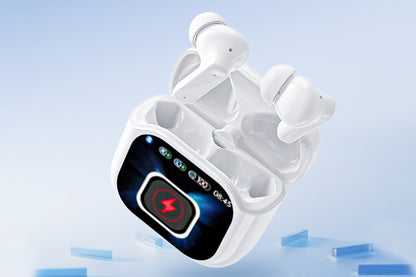 Bluetooth AI Translation Earbuds with LCD Touchscreen 150 Languages-White